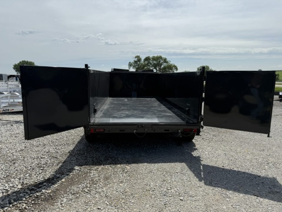 New 2027 Hillcrest Charcoal 7'x16' 21k Triple Axle 40" Side Gooseneck Dump Trailer
