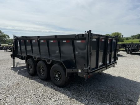 New 2027 Hillcrest Charcoal 7'x16' 21k Triple Axle 40" Side Gooseneck Dump Trailer