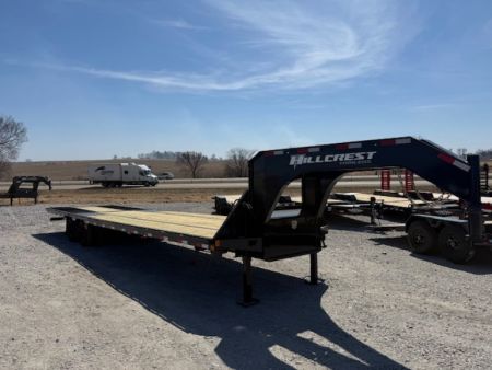 New 2027 Hillcrest Black-Grey 102 x24'+12' 25.9k Hydraulic Dovetail Gooseneck Flatbed Deckover Trailer