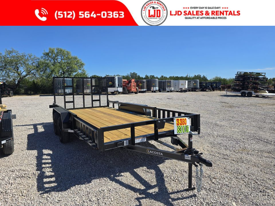 New 2027 Lacosta - 4' Gate - 83  x 16' Utility Trailer