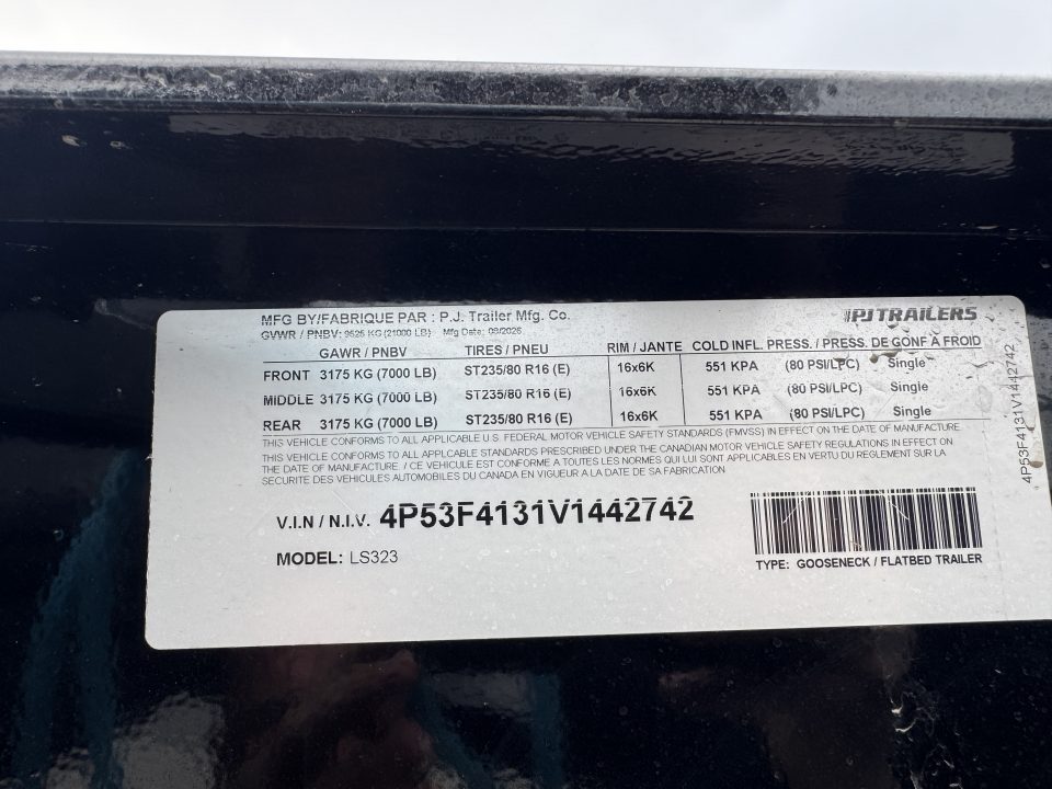 New 2027 PJ Trailers LS32GN Flatbed Trailer