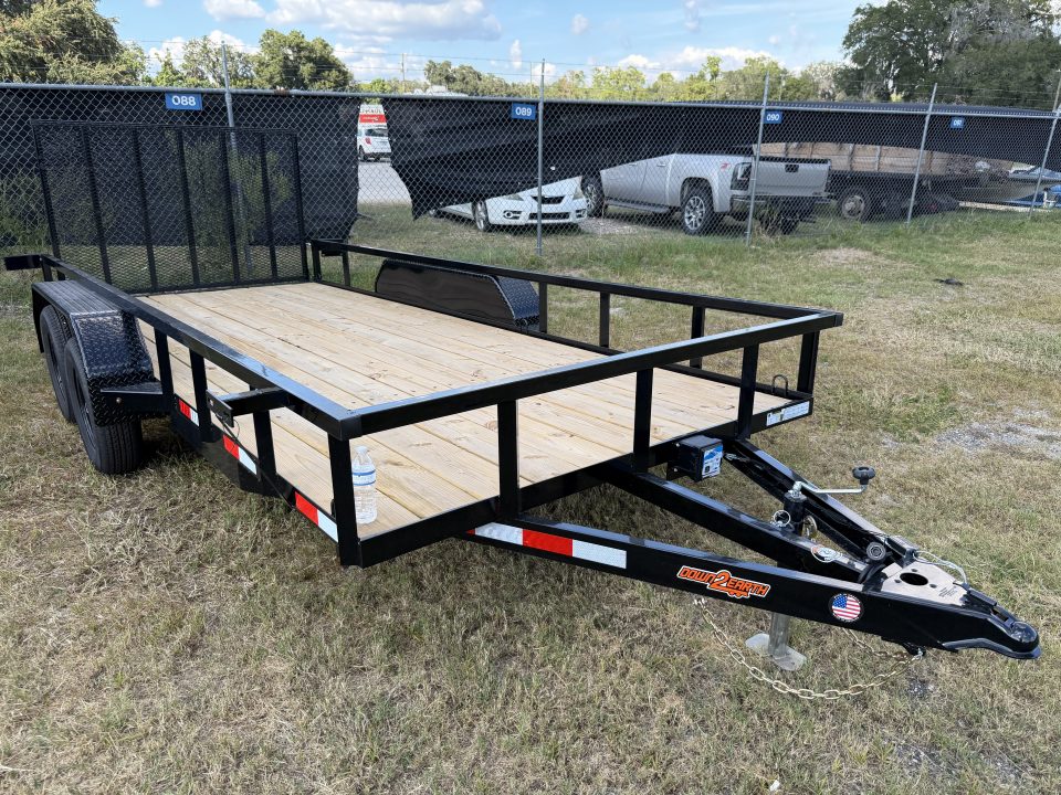 New 2027 DOWN 2 EARTH UTILITY TRAILER; 76X16’; FOLD UP JACK; 2” TUBE RAILS
