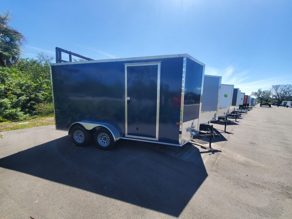 New 2027 Rock Solid Cargo 7X14 TA 7000 LB GVWR 7' HEIGHT SEMI SCREWLESS .080 POLYCORE Cargo / Enclosed Trailer WITH 4 D RINGS AND RAMP FLAP