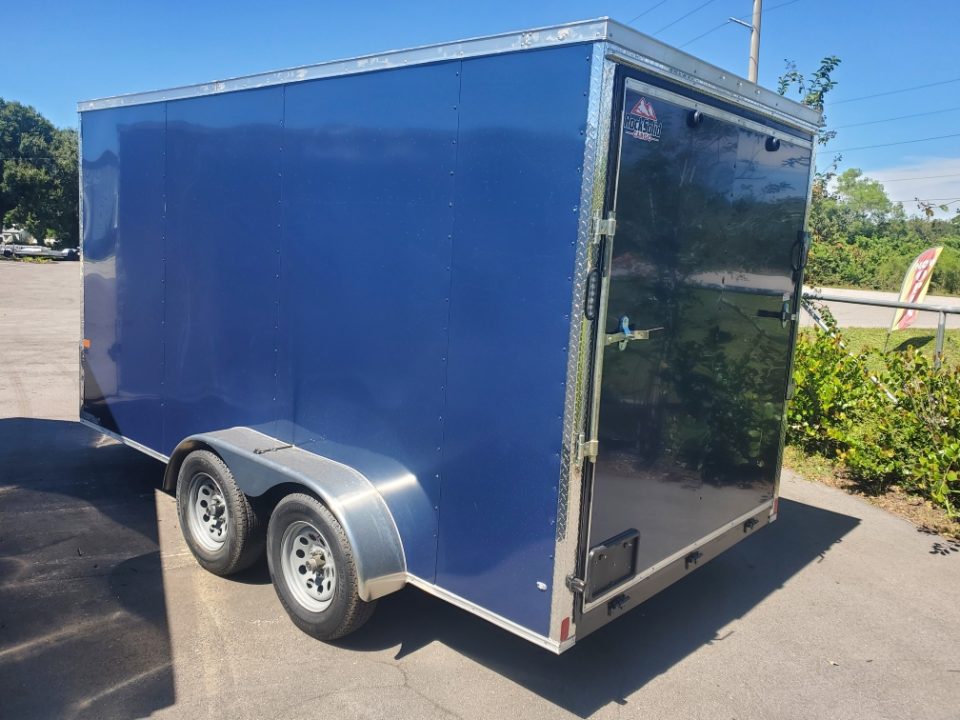 New 2027 Rock Solid Cargo 7X14 TA 7000 LB GVWR 7' HEIGHT SEMI SCREWLESS .080 POLYCORE Cargo / Enclosed Trailer WITH 4 D RINGS AND RAMP FLAP