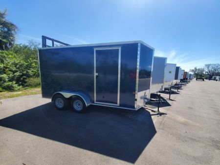 New 2027 Rock Solid Cargo 7X14 TA 7000 LB GVWR 7' HEIGHT SEMI SCREWLESS .080 POLYCORE Cargo / Enclosed Trailer WITH 4 D RINGS AND RAMP FLAP