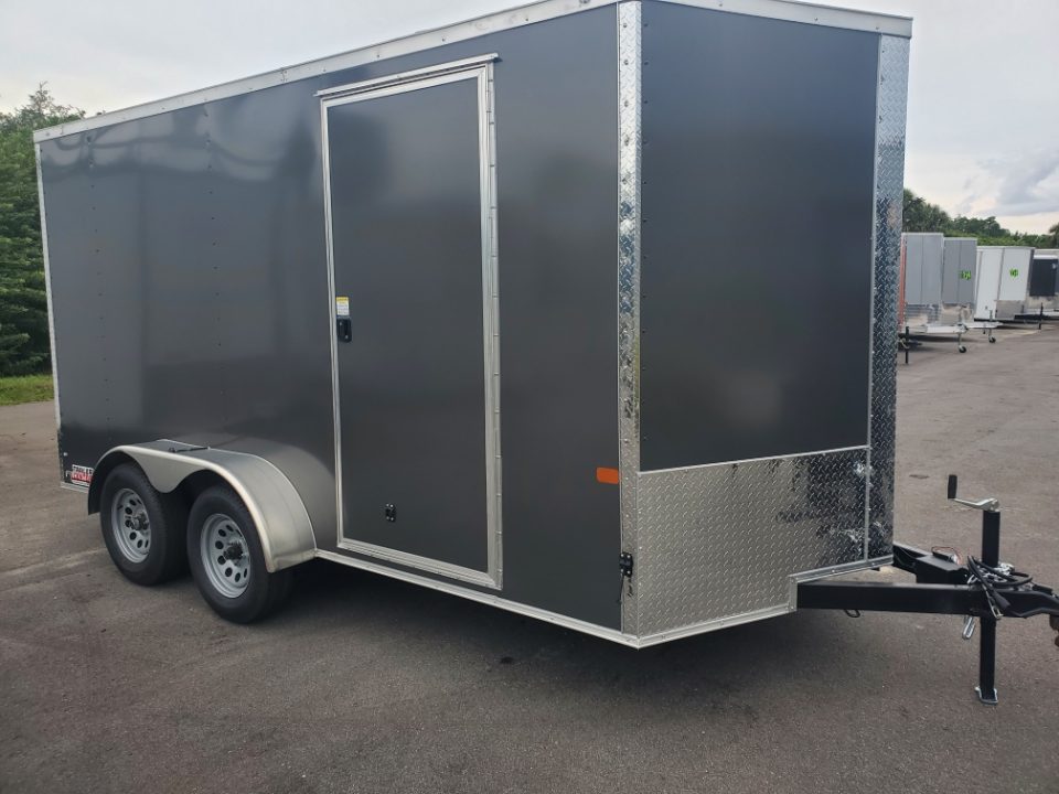 New 2027 Rock Solid Cargo 7X14 TANDEM AXLE 7000 LB GVWR .080 POLYCORE SEMII SCREWLESS ENCLOSED Cargo Trailer WITH 7FT HEIGHT, REAR RAMP DOOR W/STARTER FLAP, 4 D RINGS