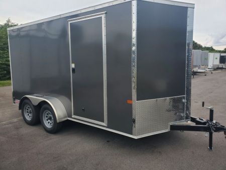 New 2027 Rock Solid Cargo 7X14 TANDEM AXLE 7000 LB GVWR .080 POLYCORE SEMII SCREWLESS ENCLOSED Cargo Trailer WITH 7FT HEIGHT, REAR RAMP DOOR W/STARTER FLAP, 4 D RINGS
