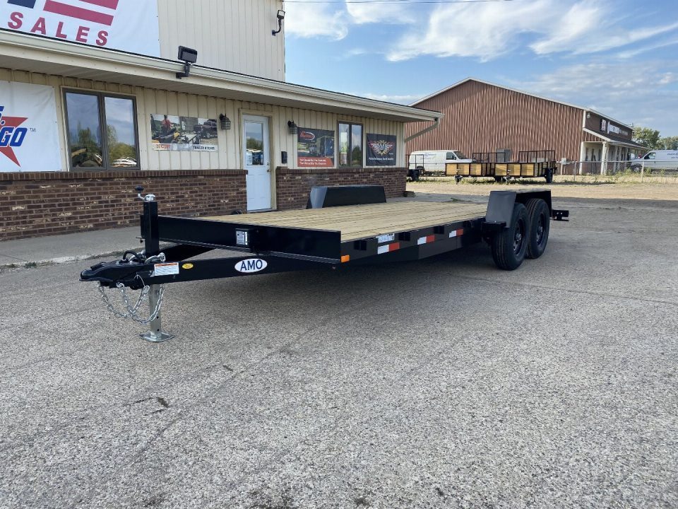 New 2026 AMO 82x18 Flat Deck w/2ft Dove Tail 10k Car Hauler