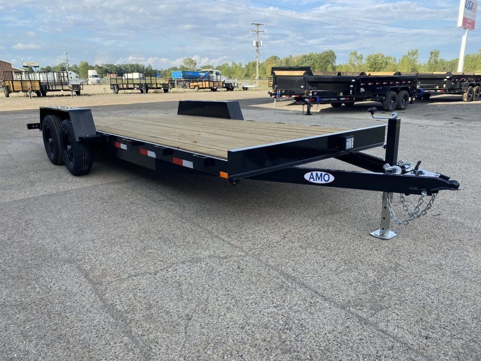 New 2026 AMO 82x18 Flat Deck w/2ft Dove Tail 10k Car Hauler