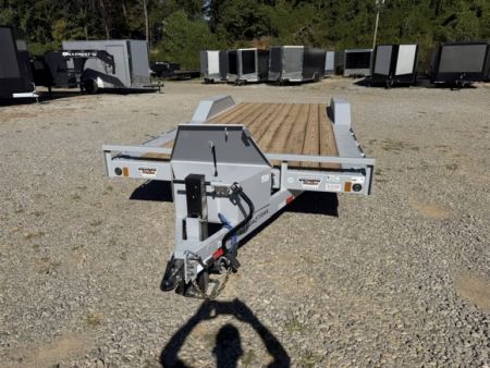 New Load Trail Car Hauler 102 x 20 14K bomber grey W/ Slide in Ramps, Front Tool Box, and Rub Rail