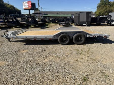 New Load Trail Car Hauler 102 x 20 14K bomber grey W/ Slide in Ramps, Front Tool Box, and Rub Rail