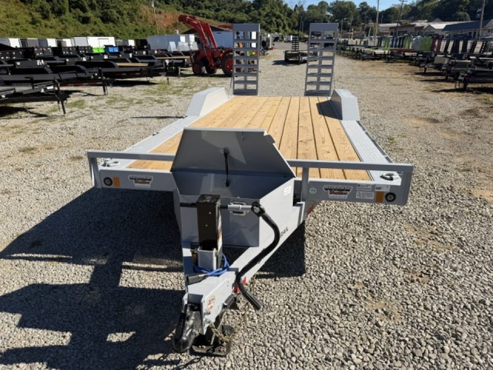 New Load Trail equipment 102 x 20 14K bomber grey W/ Stand Up Ramps, Front Tool Box, and Rub Rail