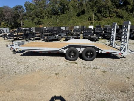 New Load Trail equipment 102 x 20 14K bomber grey W/ Stand Up Ramps, Front Tool Box, and Rub Rail