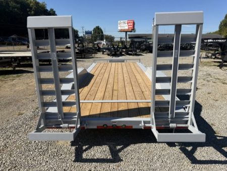 New Load Trail equipment 102 x 20 14K bomber grey W/ Stand Up Ramps, Front Tool Box, and Rub Rail