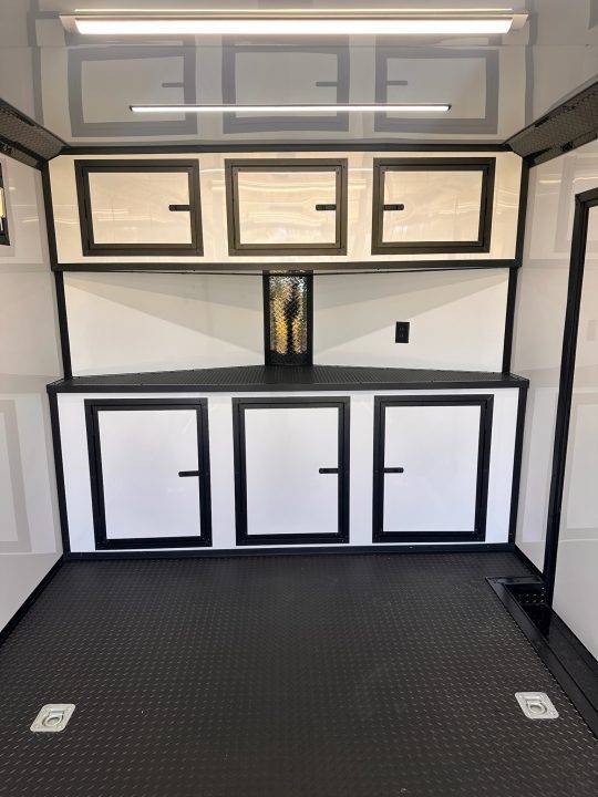 New 2027 8.5x24 Racing Trailer Finished Interior- 5200 Tandem Axle-White-Blackout Car / Racing Trailer