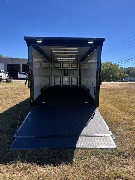 New 2027 8.5x24 Racing Trailer Finished Interior- 5200 Tandem Axle-White-Blackout Car / Racing Trailer