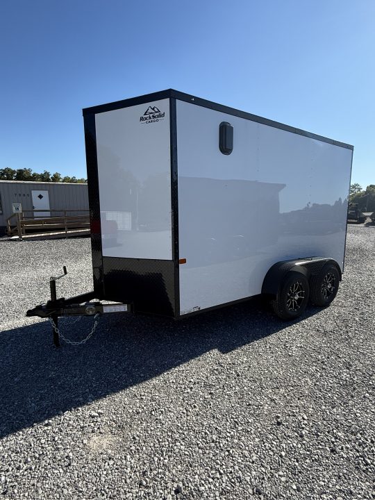 New 2027 Rock Solid Cargo 6x12 TA Cargo / Enclosed Trailer, BLACKOUT PACKAGE, ALUMINUM WHEELS, SEMI SCREWLESS 7’ TALL