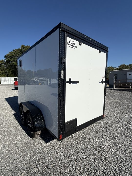 New 2027 Rock Solid Cargo 6x12 TA Cargo / Enclosed Trailer, BLACKOUT PACKAGE, ALUMINUM WHEELS, SEMI SCREWLESS 7’ TALL