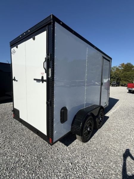 New 2027 Rock Solid Cargo 6x12 TA Cargo / Enclosed Trailer, BLACKOUT PACKAGE, ALUMINUM WHEELS, SEMI SCREWLESS 7’ TALL