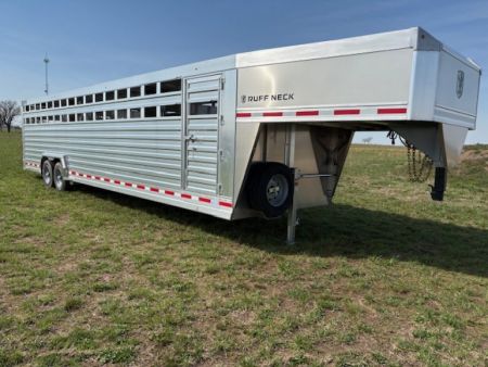 New 2027 EBY Trailers 8x32 Tandem 25K GN Livestock Trailer W/ Slat Sides & Floating Gate