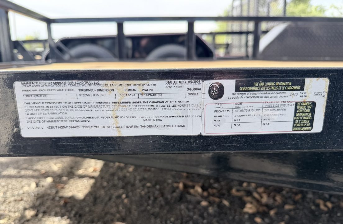 New 2027 Load Trail 7-14 Tandem Axle Ramp Gate Utility 7K GVWR