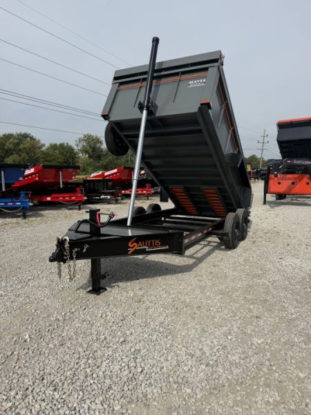 New 2026 Sauttis 14' 17K Dump Trailer 82x14 TA 24  SIDES (GVW:17000) GRAY/ORANGE