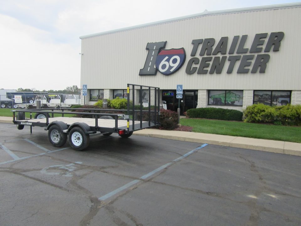 Used 2025 Karavan 7 x 16 (14+2) KHTU-7400-82-15 Utility Trailer 7K / 2x Spare Tires / Fold Down Sides / 17 D-Rings