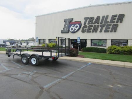 Used 2025 Karavan 7 x 16 (14+2) KHTU-7400-82-15 Utility Trailer 7K / 2x Spare Tires / Fold Down Sides / 17 D-Rings
