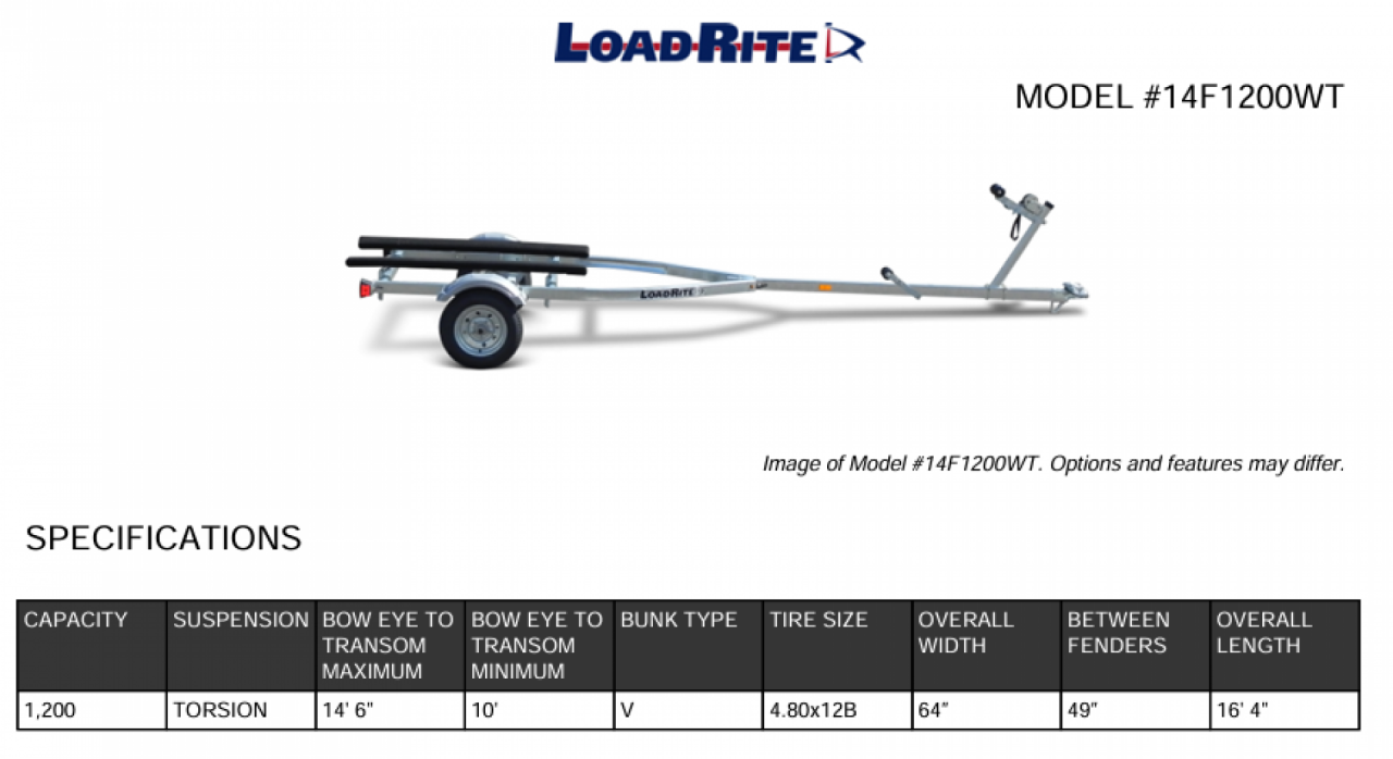 New 2027 Load Rite 14'6" V-Bunk Boat Trailer