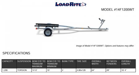 New 2027 Load Rite 14'6" V-Bunk Boat Trailer