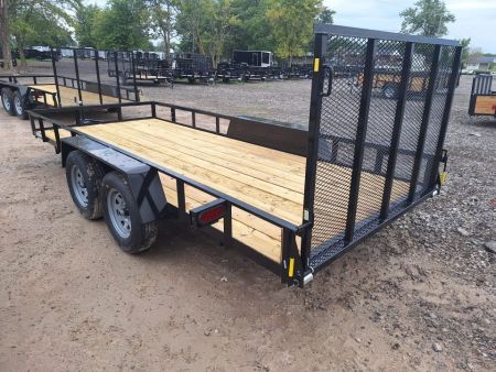 New 2027 AMO 76x16 1 Axle Brake Landscape Trailer W/ Led Lights and Spring Assist Gate