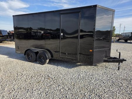 New 2027 Rock Solid 7X16 TANDEM 7K CARGO W/7' HEIGHT BLACKOUT TRIM & RAMP DOOR