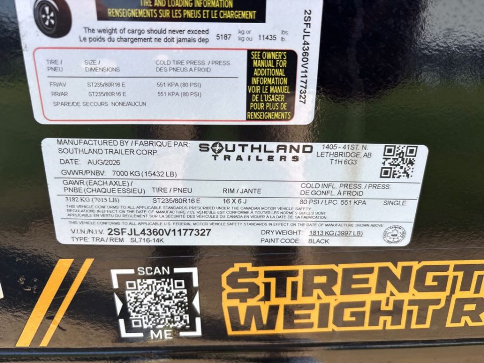 New 2027 SOUTHLAND TRAILER CORP. SL716-14K Dump Trailer