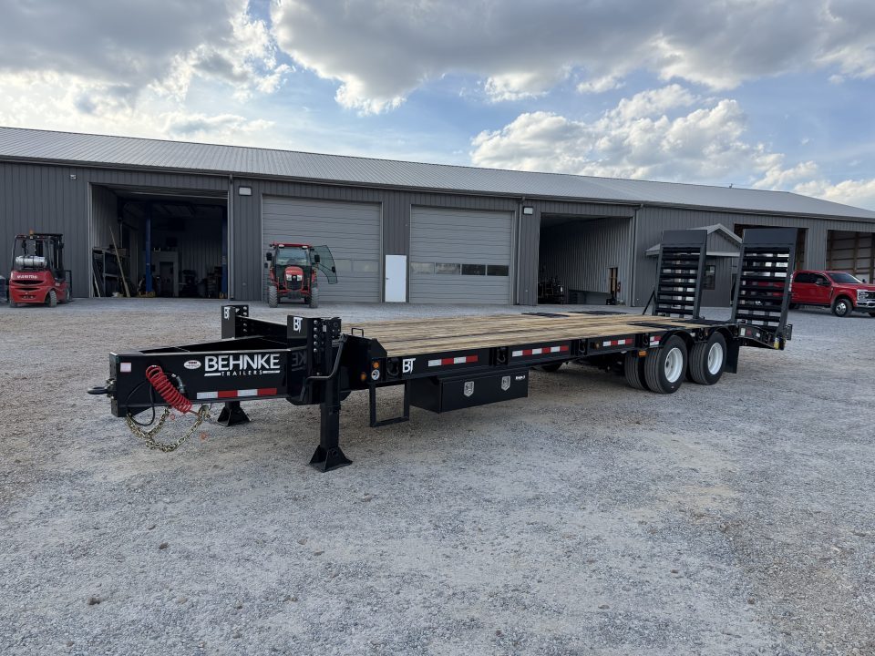 New 2027 Behnke 102"x29' 20 TON Pintle Hitch Tag Trailer *AIR RAMPS*