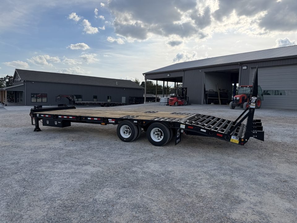 New 2027 Behnke 102"x29' 20 TON Pintle Hitch Tag Trailer *AIR RAMPS*