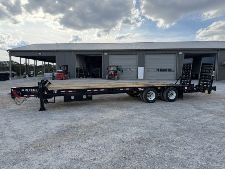 New 2027 Behnke 102"x29' 20 TON Pintle Hitch Tag Trailer *AIR RAMPS*