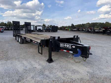New 2027 Behnke 102"x29' 20 TON Pintle Hitch Tag Trailer *AIR RAMPS*