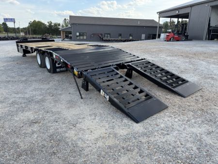 New 2027 Behnke 102"x29' 20 TON Pintle Hitch Tag Trailer *AIR RAMPS*
