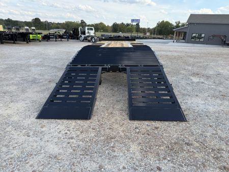 New 2027 Behnke 102"x29' 20 TON Pintle Hitch Tag Trailer *AIR RAMPS*