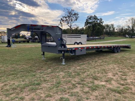 New 2027 Diamond C Trailers 102X40 TANDEM 12K GN W/ MAX RAMPS & RATCHET RAIL Flatbed Trailer