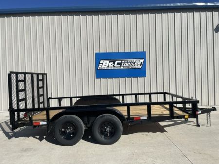 New C&M 82X14 PIPE TOP UTILITY (2) 3500lb TANDEM AXLES, GVWR 7000lb, 4' GATE