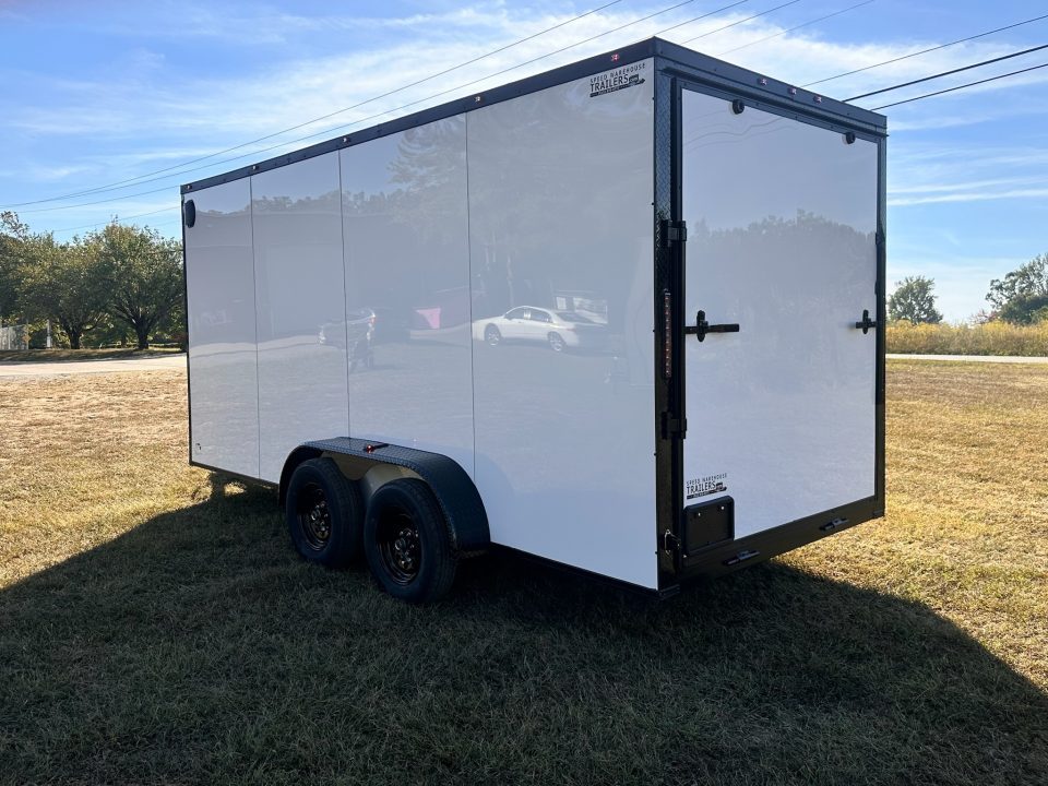 New 2027 7x16 Enclosed Trailer- 3500LB Tandem Axle -White Poly-Blackout