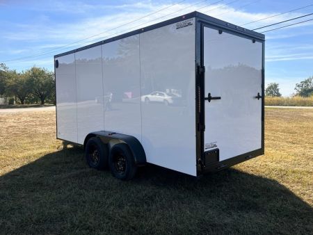 New 2027 7x16 Enclosed Trailer- 3500LB Tandem Axle -White Poly-Blackout
