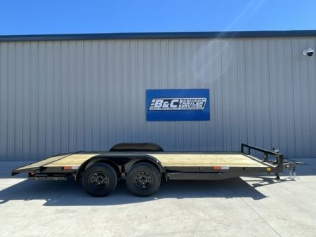 New 2026 C&M 82X18 CAR HAULER, (2) TANDEM 3500lb AXLES, GVWR 7000lbs, WOOD FLOOR, SLIDE OUT RAMPS