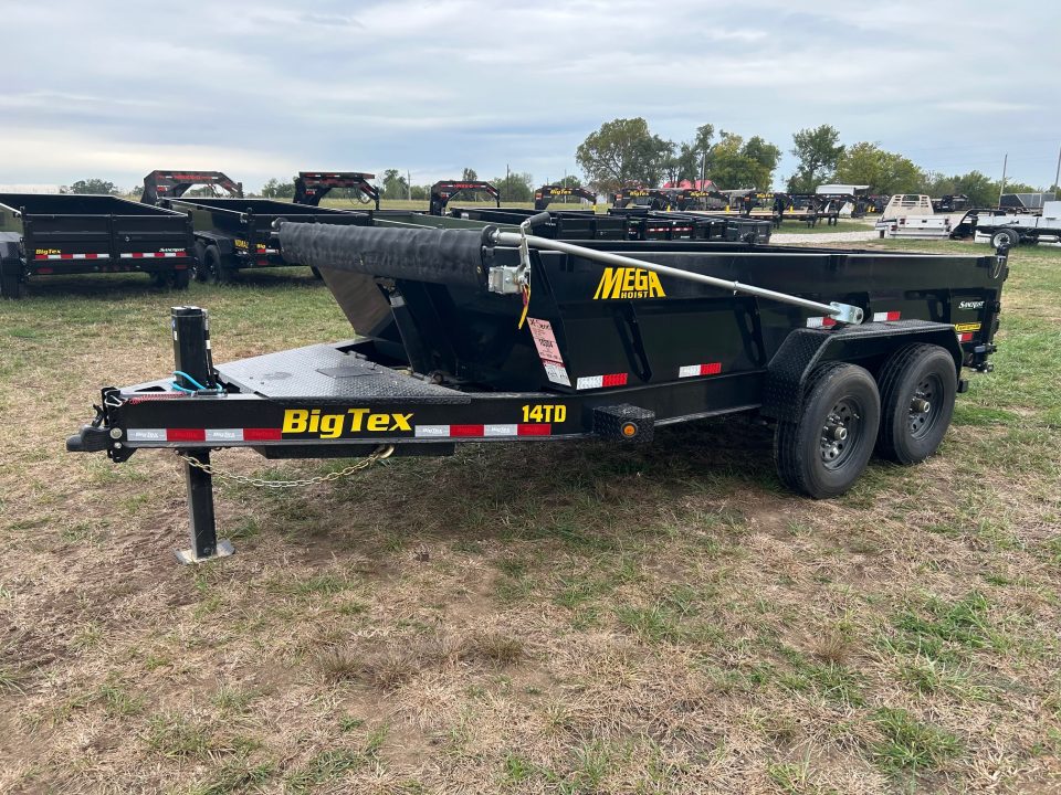 New 2027 Big Tex 83x14 Tandem 15.4K Telescopic Dump w/ 7 Gauge Floor, Hydraulic Jack, Long Arm Tarp, & Solar