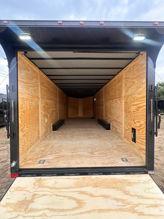 New 2027 8.5x28 Car Hauler 7000lb Spread Torsion - Charcoal poly-blackout- Enclosed Car Hauler
