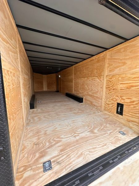 New 2027 8.5x28 Car Hauler 7000lb Spread Torsion - Charcoal poly-blackout- Enclosed Car Hauler