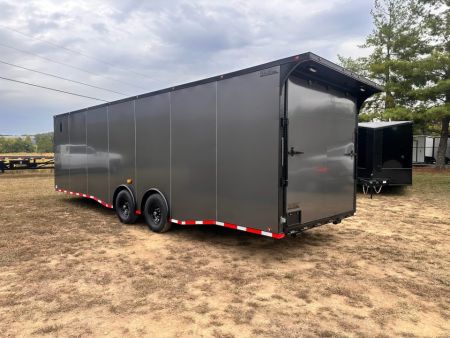 New 2027 8.5x28 Car Hauler 7000lb Spread Torsion - Charcoal poly-blackout- Enclosed Car Hauler