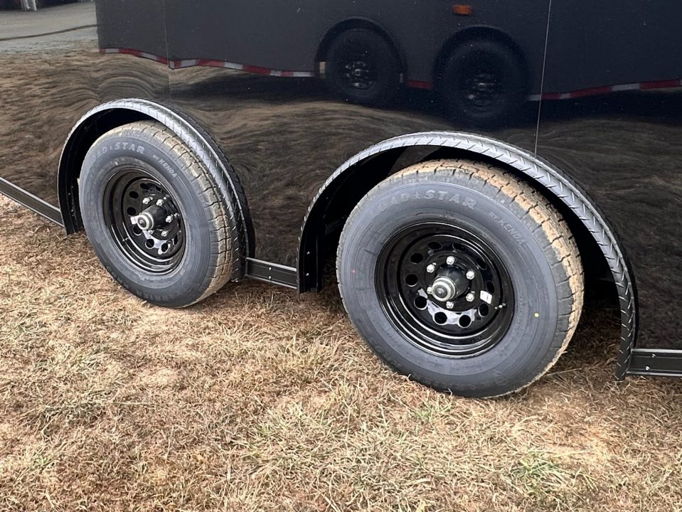 New 2027 8.5X18 Race Trailer - Finished Interior-5200LB Torsion Axle-Black Poly-Blackout