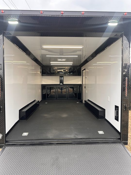 New 2027 8.5X18 Race Trailer - Finished Interior-5200LB Torsion Axle-Black Poly-Blackout
